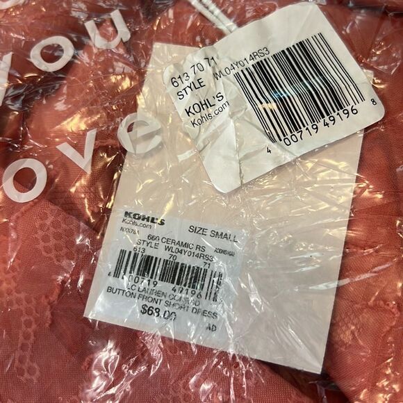 LC Lauren Conrad Ceramic Rose Button-Front Short Dress Size Small - Picture 5 of 8